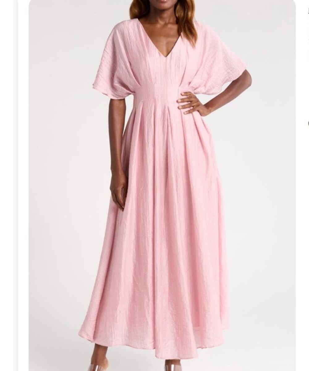 Mila Mae pink dolman sleeve A line midi dress small wedding guest party casual